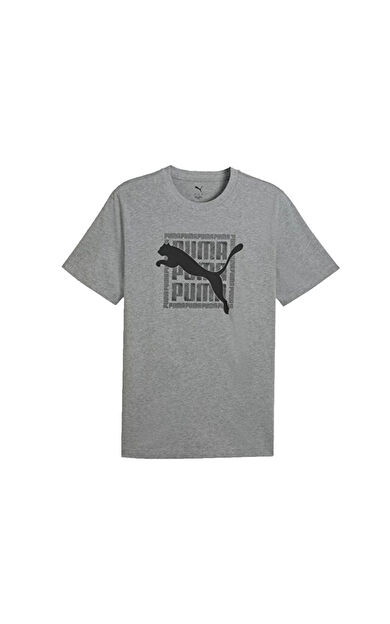 Puma Graphic Puma Wording Tee Erkek Günlük Tişört 69177503 Gri