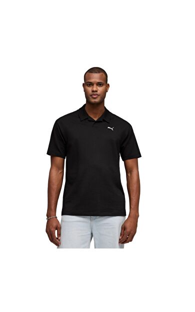 Puma Ess Elevated Material Polo Erkek T-Shirt Siyah