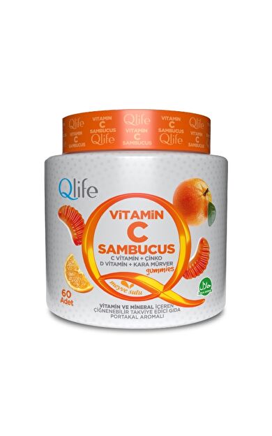 Qlife Vitamin C Sambucus Gummies C Vitamin + Çinko+ D Vitamini + Kara Müver İçeren Gummies 60 Adet