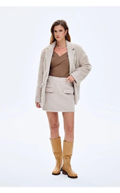 Quzu Cep Detaylı Mini Etek