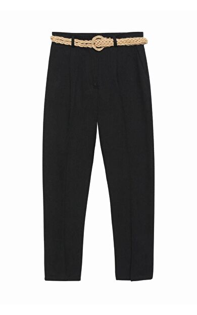 Quzu Hasır Kemerli Kadın Pantolon 21Y70840 21Y70840-SİYAH