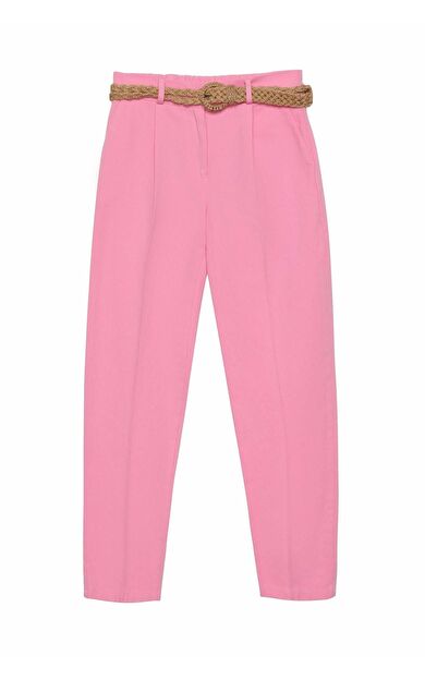 Quzu Hasır Kemerli Kadın Pantolon 21Y70840 21Y70840-PEMBE