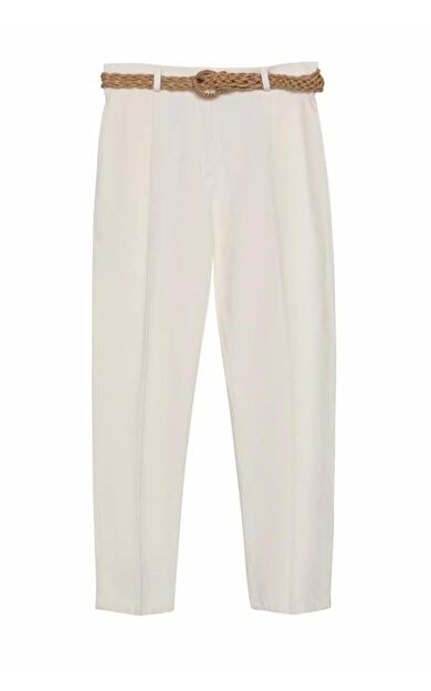 Quzu Hasır Kemerli Kadın Pantolon 21Y70840 21Y70840-EKRU