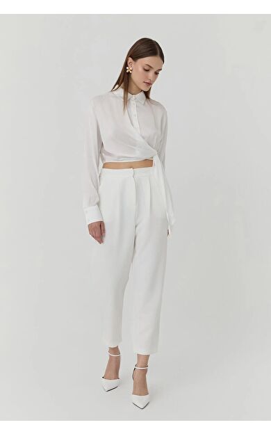 Quzu Kemer Detaylı Kadın Pantolon 23Y71154 23Y71154-EKRU