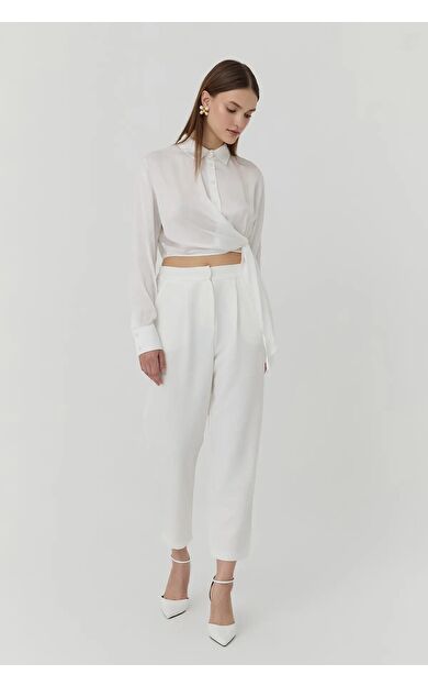 Quzu Kemer Detaylı Kadın Pantolon 23Y71154 23Y71154-EKRU