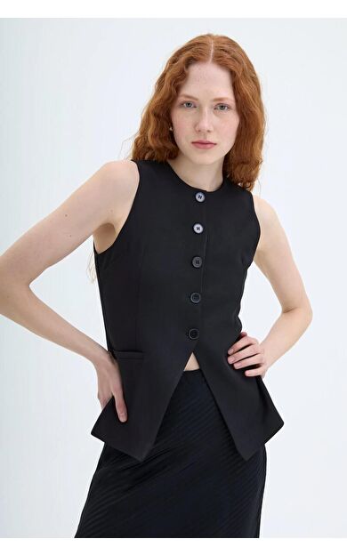 Quzu Önü Düğmeli Kadın Yelek