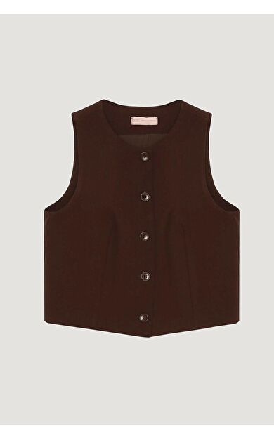 Quzu Önü Düğmeli Kadın Yelek 25YYLK00005