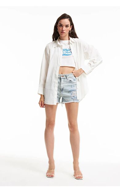 Quzu Oversize Kadın Gömlek 22Y11478