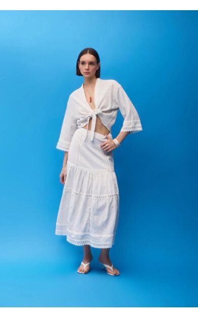 Quzu Şerit Detaylı Etek 25YETK00381