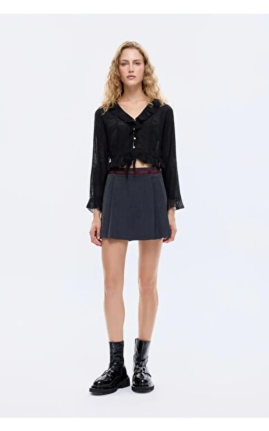 Quzu Şerit Detaylı Şort Etek 26KSRT00794