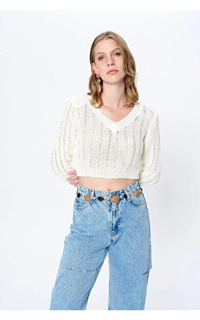 Quzu V Yaka Vatkalı Kadın Kazak