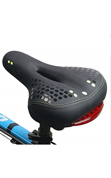 BİSİKLET SELE IŞIKLI SOFT YUMUŞAK ELASTOMER YAYLI HAVA KANALLI BEYAZ BENEKLİ