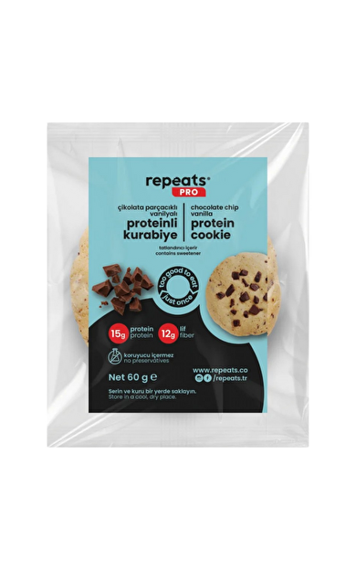 REPEATS Pro Çikolata Parçacıklı Vanilyalı Cookie 60g