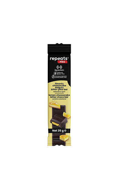 REPEATS Yüksek Proteinli Limonlu Cheesecake Dolgulu Bitter Çoko Bar 35g