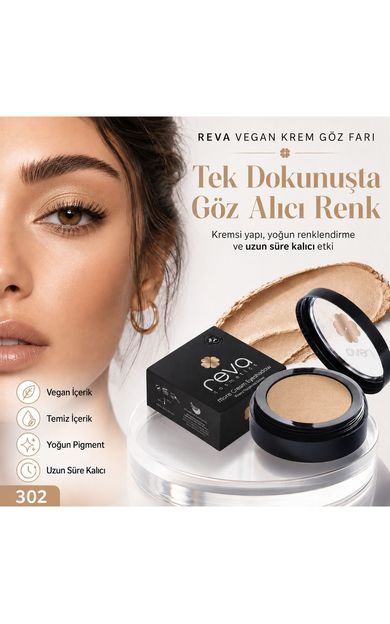 REVA Vegan Krem Göz Farı - No. 302 | Temiz Içerik, Uzun Süre Kalıcı &amp; Mono Cream Eyeshadow Yumuşak Şeftali