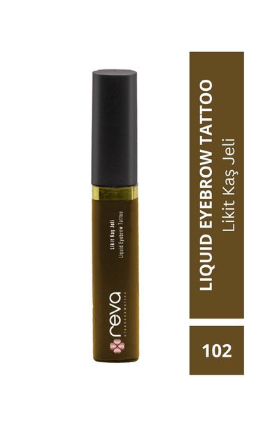 REVA Koyu Kahverengi Likit Kaş Maskarası &amp; Liquid Eyebrow Tattoo 5ml - No: 102 Vegan &amp; Temiz Içerikli Gray Brown