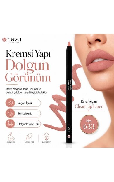 REVA Vegan Clean Lip Liner – Kremsi Yapıda Dolgunlaştırıcı Dudak Kalemi Desert Sand No:633 Çöl Kumu