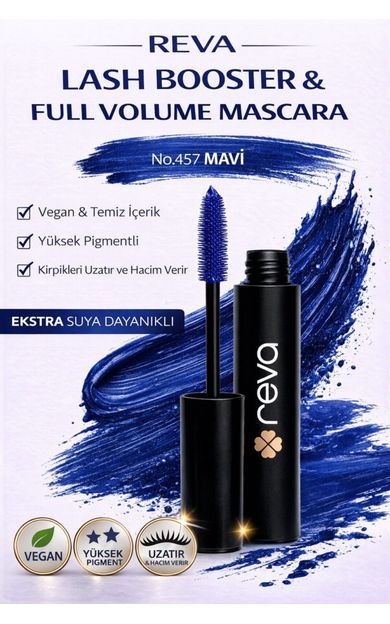 REVA Lash Booster &amp; Full Volume Color Mascara -tam Hacim &amp; Uzatan Renkli Maskara Mavi 457 Mavi