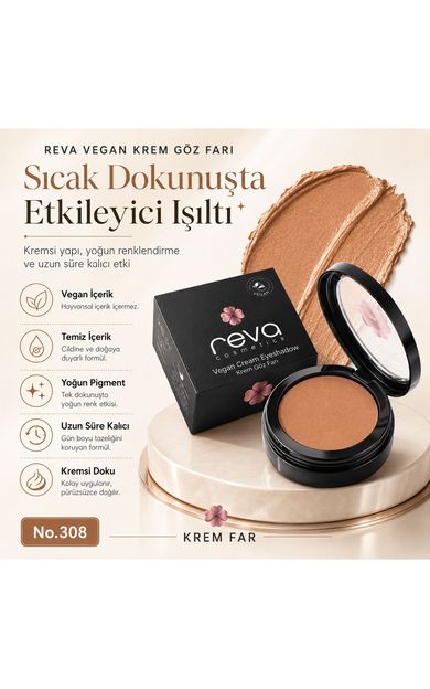 REVA Vegan Krem Göz Farı - No. 308 | Temiz Içerik, Uzun Süre Kalıcı &amp; Mono Cream Eyeshadow Kum Taşı