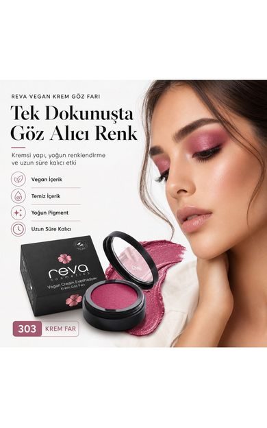 REVA Vegan Krem Göz Farı - No. 303 | Temiz Içerik, Uzun Süre Kalıcı &amp; Mono Cream Eyeshadow Kırmızı Erik