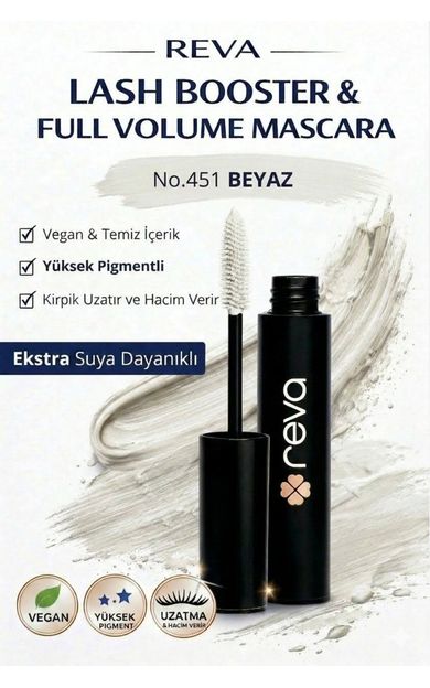 REVA Lash Booster &amp; Full Volume Color Maskara White-Tam Hacim &amp; Uzatan Renkli Maskara Beyaz 451 Beyaz