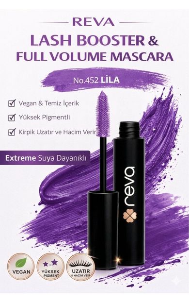 REVA Lash Booster &amp; Full Volume Color Maskara Lila-Tam Hacim &amp; Uzatan Renkli Maskara Lila 452 Lila