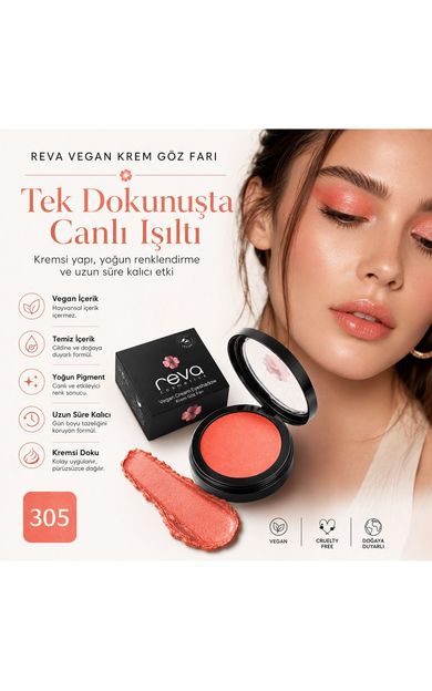 REVA Vegan Krem Göz Farı - No. 305 | Temiz Içerik, Uzun Süre Kalıcı &amp; Mono Cream Eyeshadow Canlı Turuncu