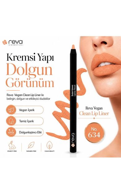 REVA Vegan Clean Lip Liner – Kremsi Yapıda Dolgunlaştırıcı Dudak Kalemi No:634 Kehribar Parıltısı