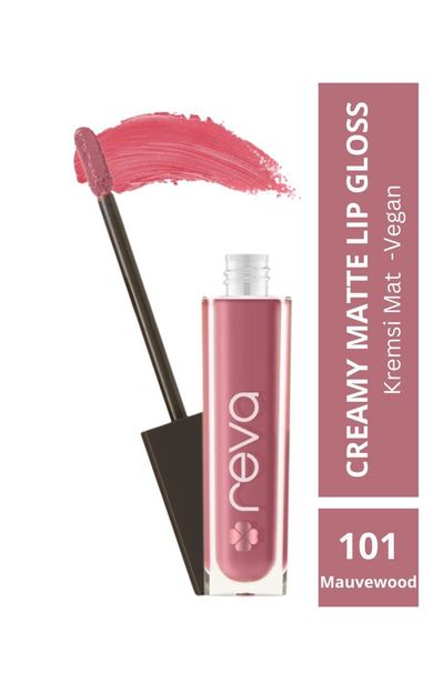 REVA Creamy Matte Lip Gloss Mellow Mauve - Mat Krem Dudak Parlatıcısı No: 101 - Vegan &amp; Temiz İçerik Yumuşak Mor