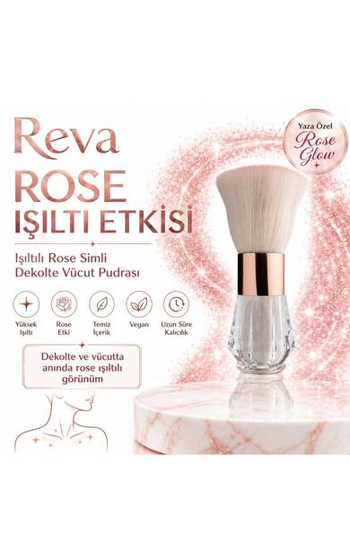 REVA Işıltılı Rose Simli Dekolte Vücut Pudrası - Rose Explosion For Decolette - Vegan &amp; Temiz Içerik Gül