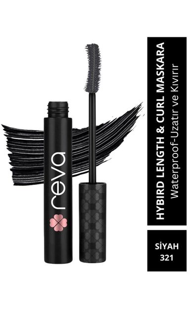 REVA Uzatan Hibrit Maskara - Hybrid Length &amp; Curl Mascara Black - No: 321 - Vegan Temiz Içerik Siyah