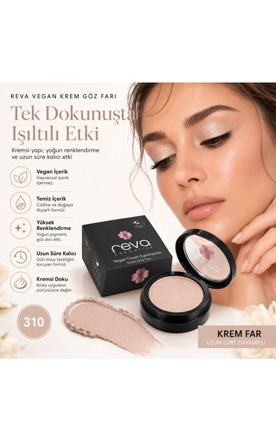 REVA Vegan Krem Göz Farı - No. 310 | Temiz Içerik, Uzun Süre Kalıcı &amp; Mono Cream Eyeshadow Yaprak Pembe