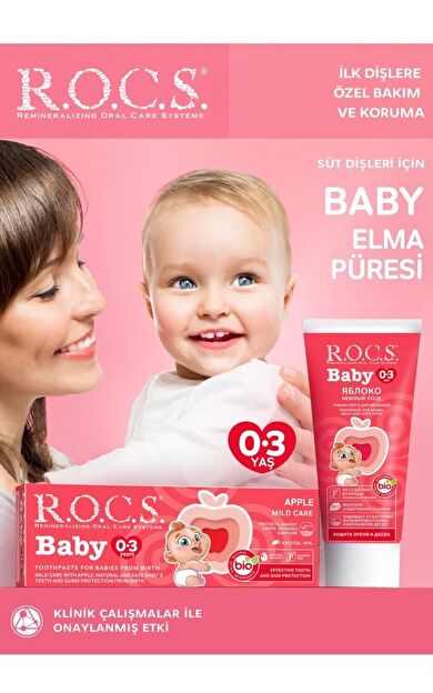 Rocs Baby 0-3 Yaş Elma Püresi-Florürsüz Diş Macunu 35 ML