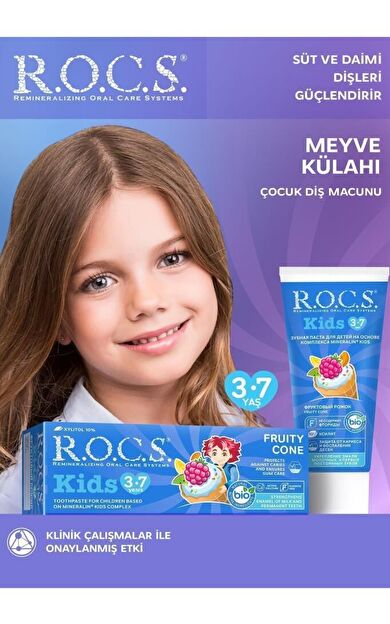 Rocs Kids 3-7 Florürsüz Meyve Külahı Diş Macunu 35 Ml-SKT:09/2028