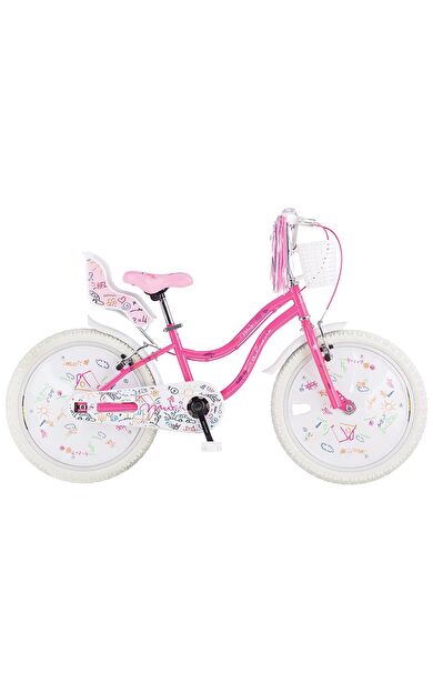 Salcano Muki 20 Jant Kız Çocuk Bisikleti Pembe Beyaz Ön Arka Sepetli Kız Bisikleti