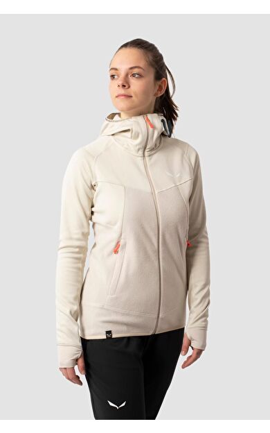 Salewa Puez Hybrid PL Kadın Kapüşonlu Sweatshirt Bej Melanj