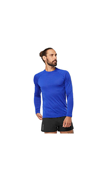 Salomon CROSS RUN LS Erkek Koşu Tişörtü LC2033800 Mavi