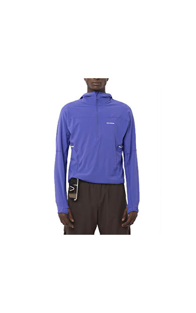 Salomon SENSE AERO HYBRID Erkek Outdoor Çeyrek Fermuarlı Polar Üst LC2639200 Mor
