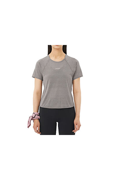 Salomon SHAKEout AIR CROPPED Kadın Koşu Tişörtü LC2774400 Gri
