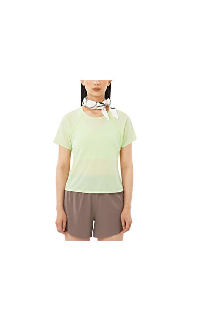 Salomon SHAKEout AIR CROPPED Kadın Koşu Tişörtü LC2774500 Yeşil