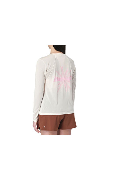 Salomon SHKOUT CORE LS TEE GFX W Kadın Koşu Tişörtü LC295060 Beyaz