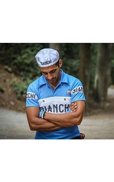 Koleksiyonluk Santini Retro Bianchi Bisiklet Forması PE942PLBIANC