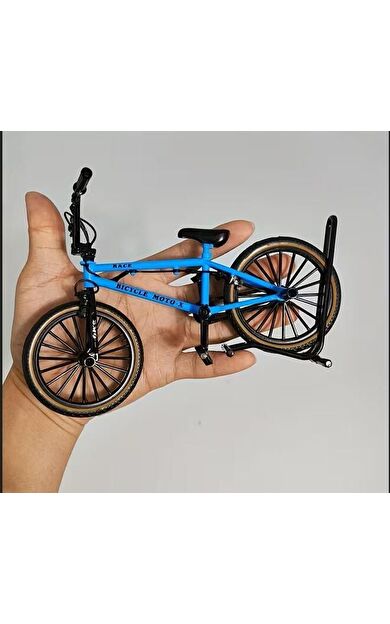 1:8 Ölçekli Minyatür Model Akrobasi Bisiklet Maket Bisiklet Stantlı Metal Çerçeve MODELCYCLE Mavi
