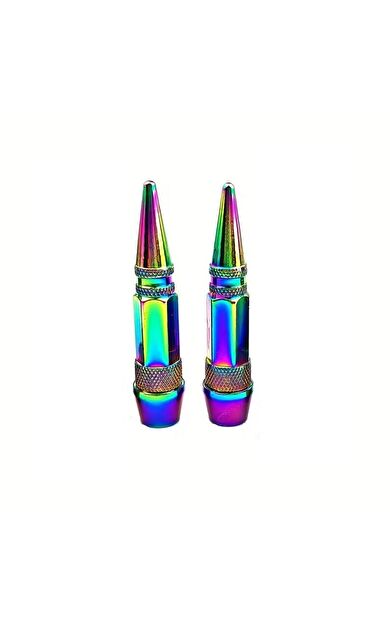 2 Adet Mermi Sibop Kapağı 60mm Bisiklet, Motosiklet, Araba için Lastik Kapağı Rainbow Renk