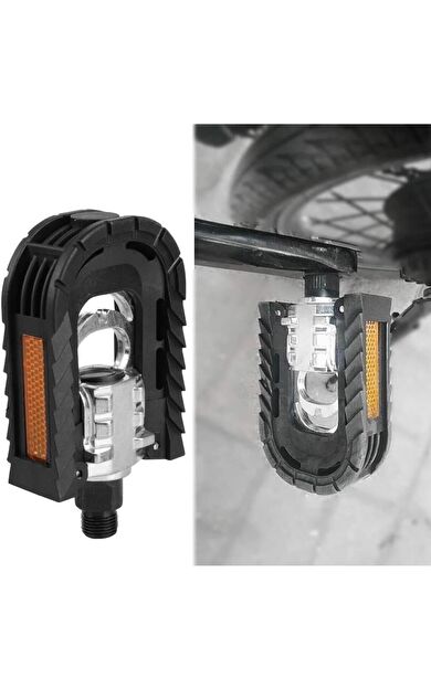Alüminyum Katlanır Elektrikli Bisiklet Pedalı Kaymaz Reflektörlü Bisiklet Pedalı Siyah
