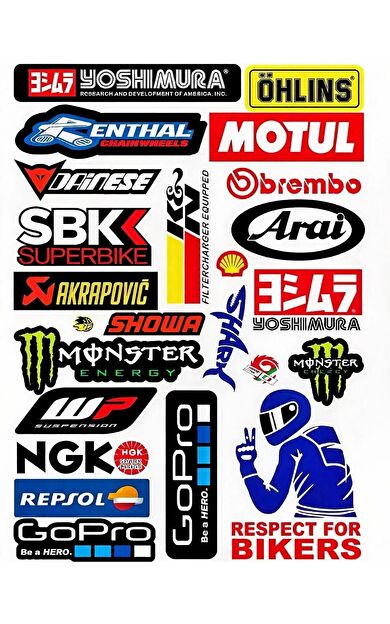 Araba, Motosiklet, Bisiklet, Kask Sponsor Sticker Seti, Çıkartma Etiketi A8034 Model