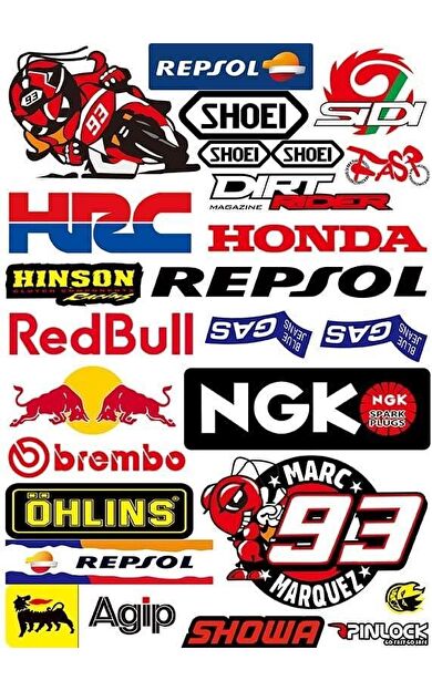 Araba, Motosiklet, Bisiklet, Kask Sponsor Sticker Seti, Çıkartma Etiketi A8035 Model