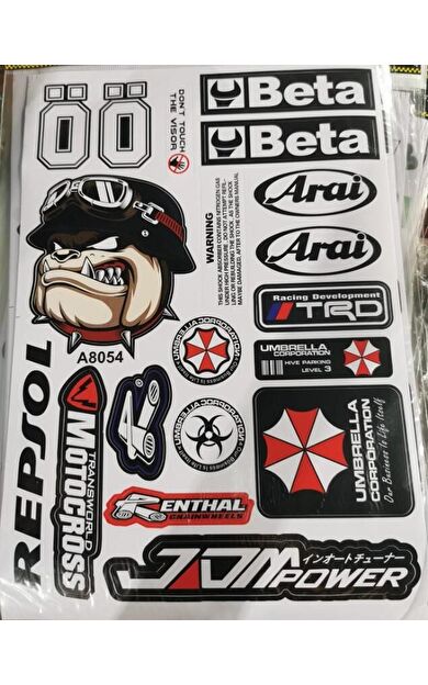 Araba, Motosiklet, Bisiklet, Kask Sponsor Sticker Seti, Çıkartma Etiketi A8054 Model