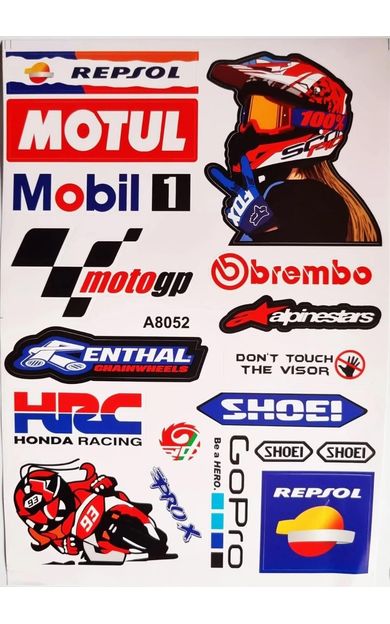 Araba, Motosiklet, Bisiklet, Kask Sponsor Sticker Seti, Çıkartma Etiketi A8052 Model