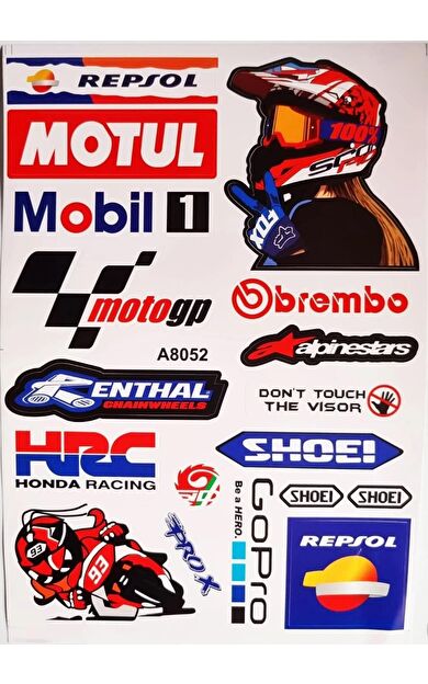 Araba, Motosiklet, Bisiklet, Kask Sponsor Sticker Seti, Çıkartma Etiketi A8052 Model